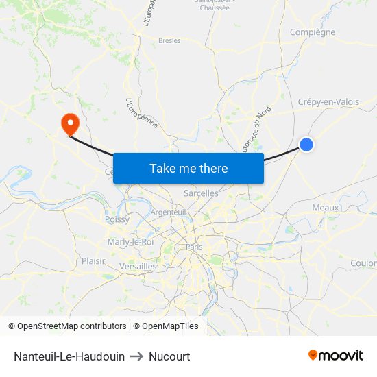 Nanteuil-Le-Haudouin to Nucourt map
