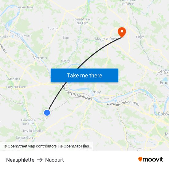 Neauphlette to Nucourt map