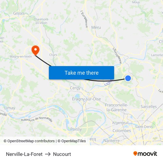 Nerville-La-Foret to Nucourt map