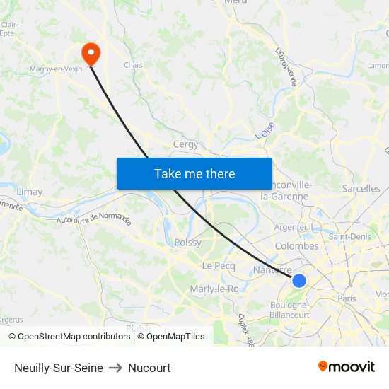 Neuilly-Sur-Seine to Nucourt map