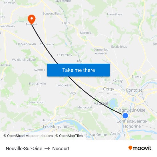Neuville-Sur-Oise to Nucourt map