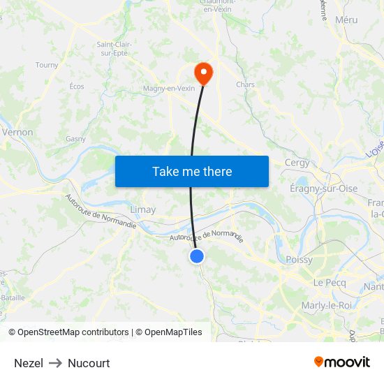 Nezel to Nucourt map