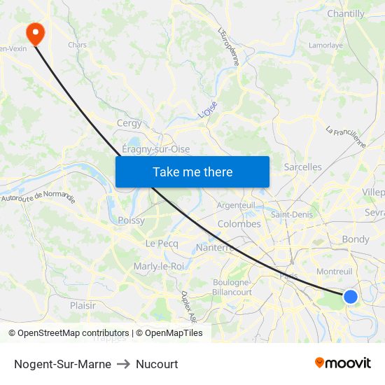 Nogent-Sur-Marne to Nucourt map