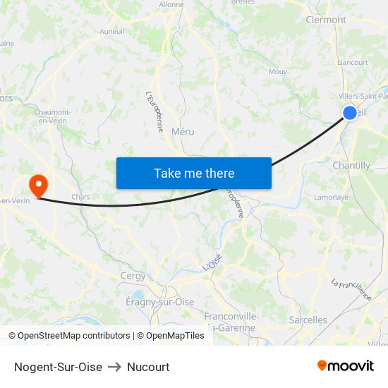 Nogent-Sur-Oise to Nucourt map