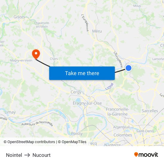 Nointel to Nucourt map