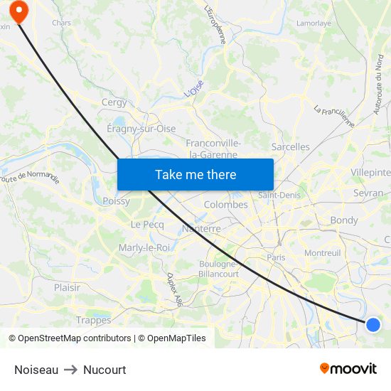 Noiseau to Nucourt map
