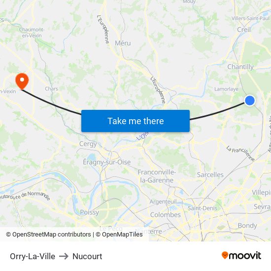Orry-La-Ville to Nucourt map