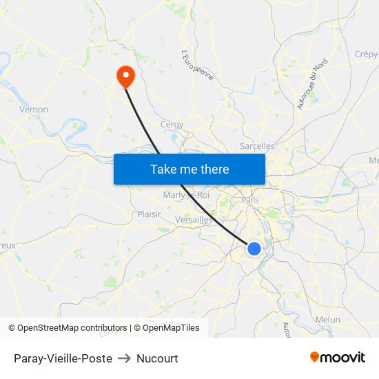 Paray-Vieille-Poste to Nucourt map