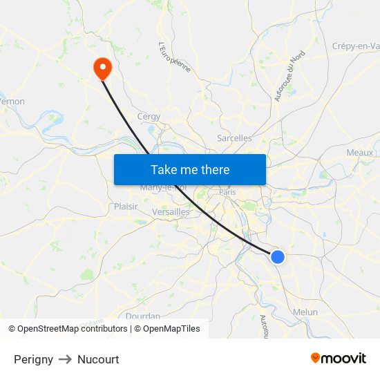 Perigny to Nucourt map