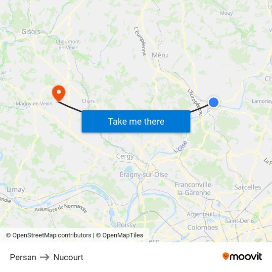 Persan to Nucourt map