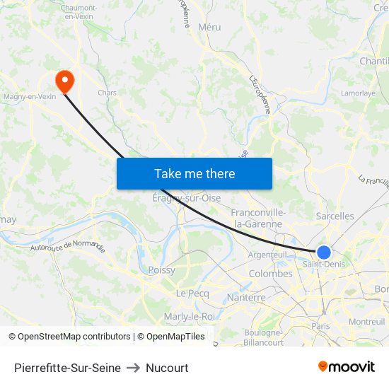 Pierrefitte-Sur-Seine to Nucourt map