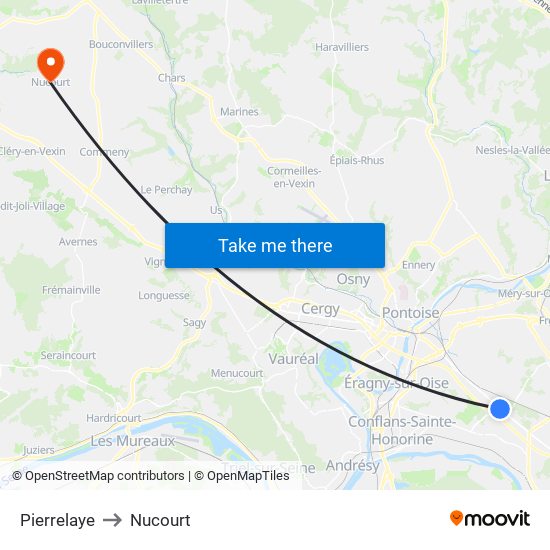 Pierrelaye to Nucourt map