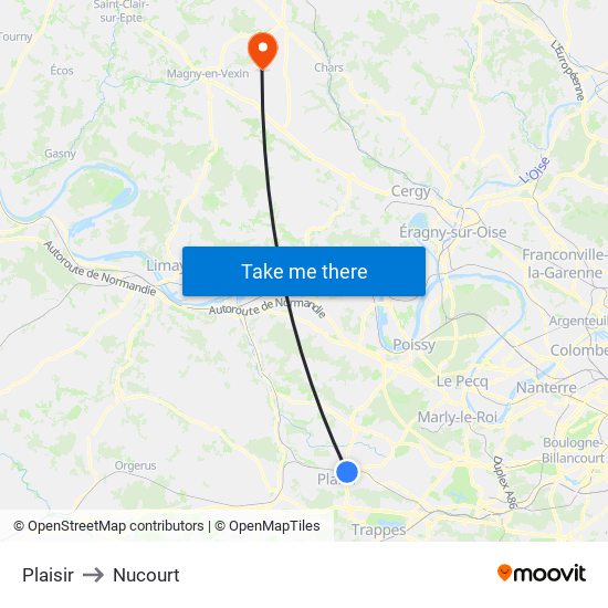 Plaisir to Nucourt map