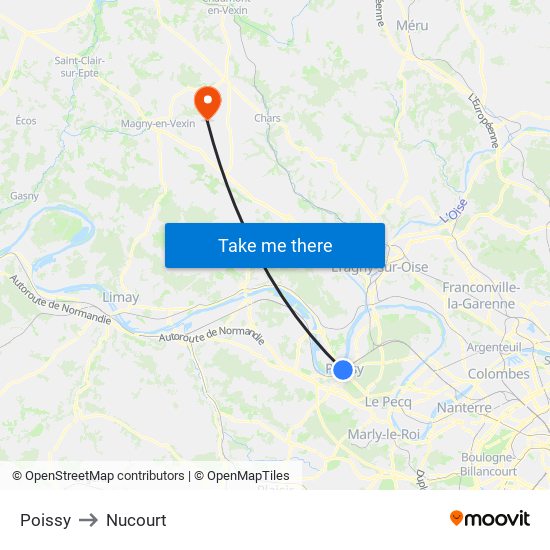 Poissy to Nucourt map