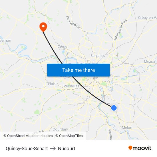 Quincy-Sous-Senart to Nucourt map