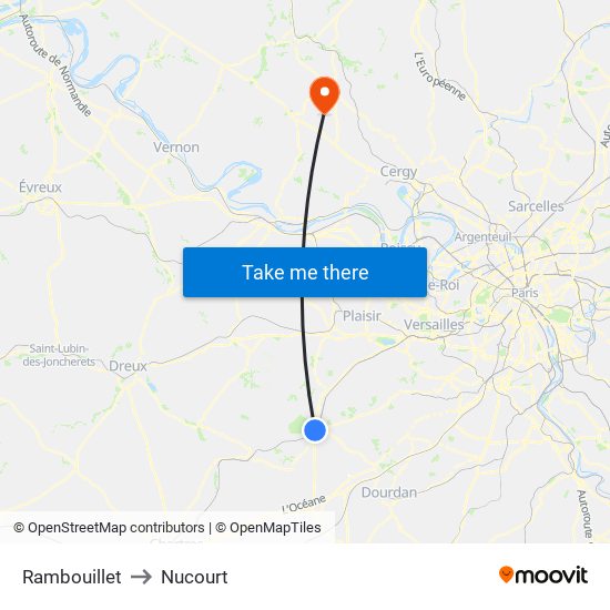 Rambouillet to Nucourt map