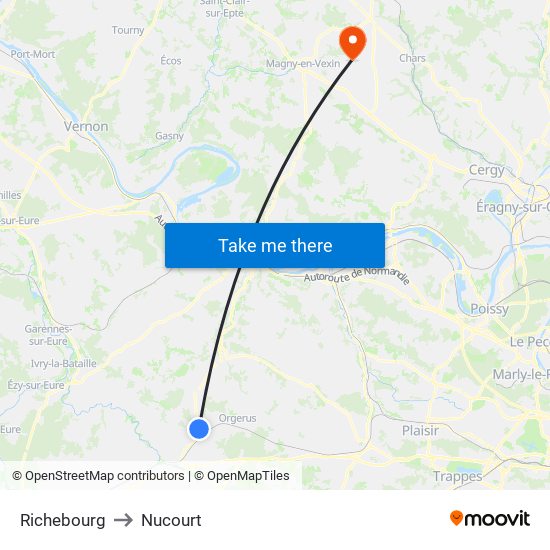 Richebourg to Nucourt map