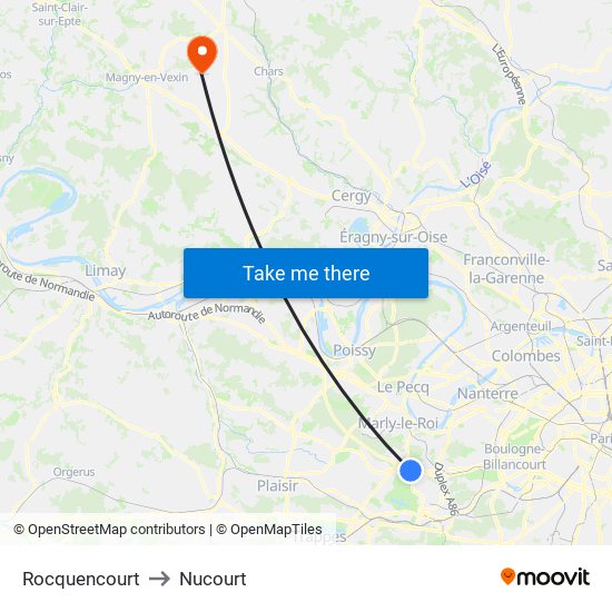 Rocquencourt to Nucourt map