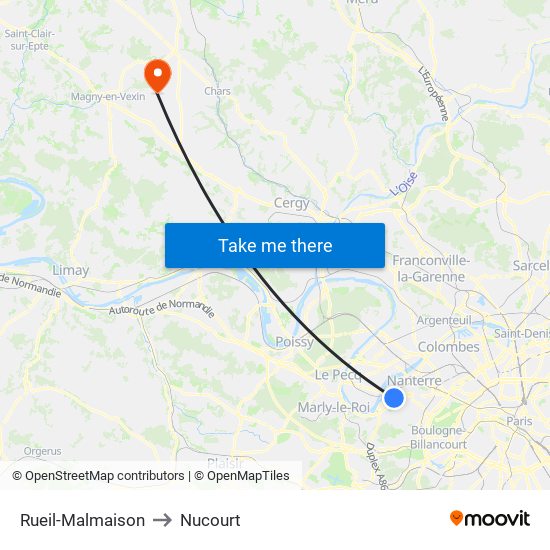 Rueil-Malmaison to Nucourt map