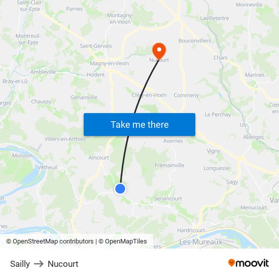 Sailly to Nucourt map