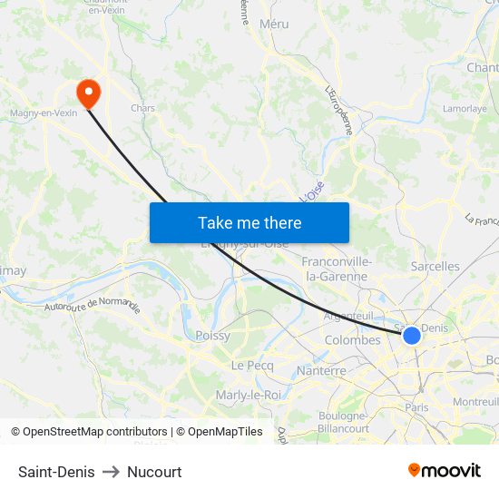 Saint-Denis to Nucourt map