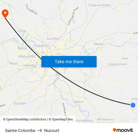 Sainte-Colombe to Nucourt map