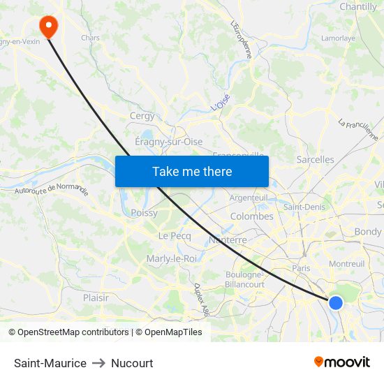 Saint-Maurice to Nucourt map