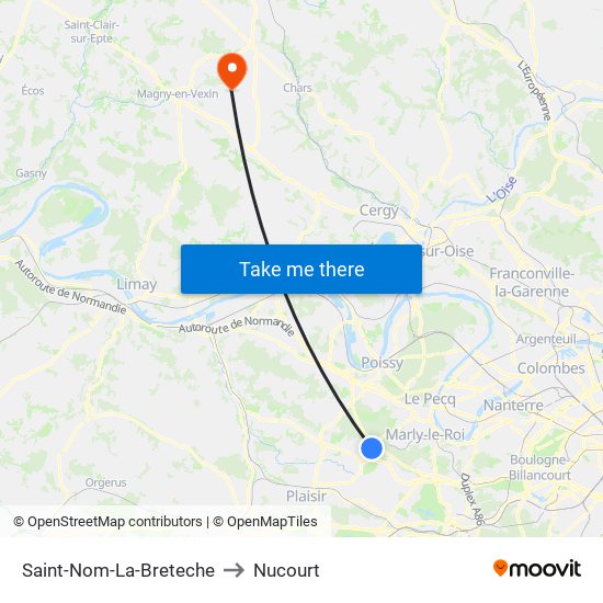 Saint-Nom-La-Breteche to Nucourt map