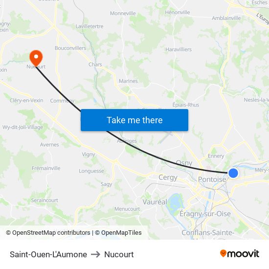 Saint-Ouen-L'Aumone to Nucourt map