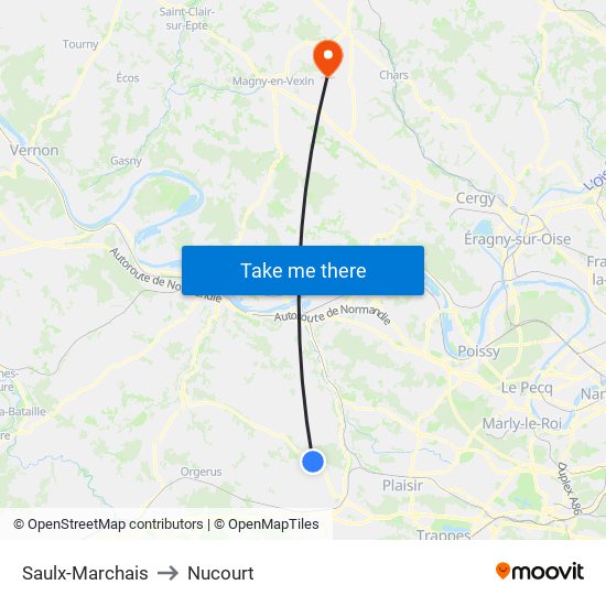 Saulx-Marchais to Nucourt map