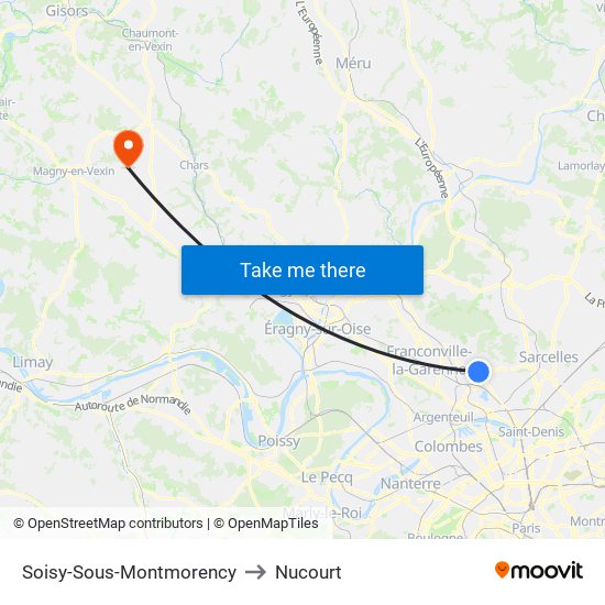 Soisy-Sous-Montmorency to Nucourt map