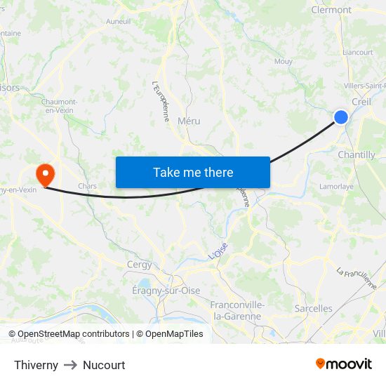 Thiverny to Nucourt map