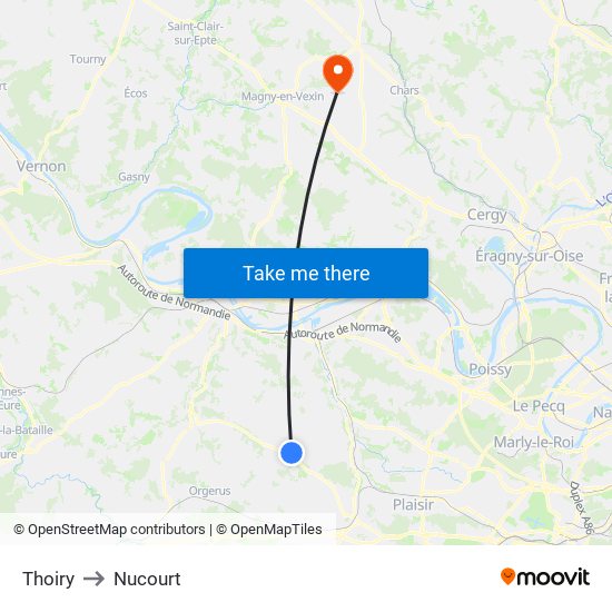 Thoiry to Nucourt map