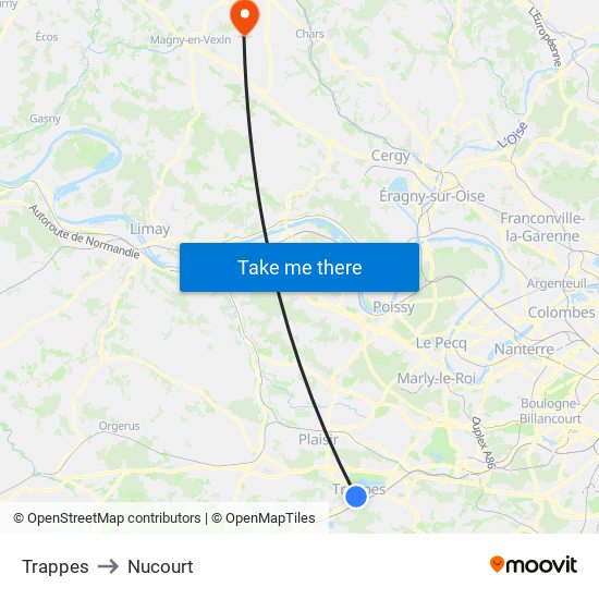 Trappes to Nucourt map