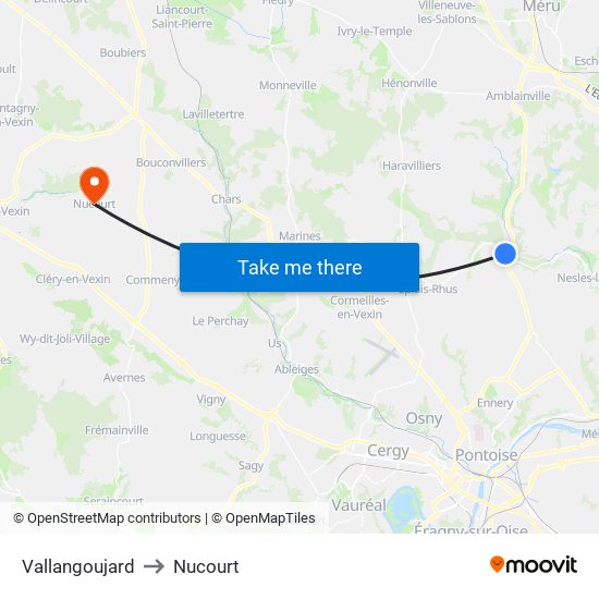 Vallangoujard to Nucourt map