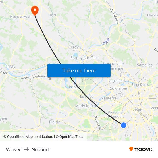 Vanves to Nucourt map