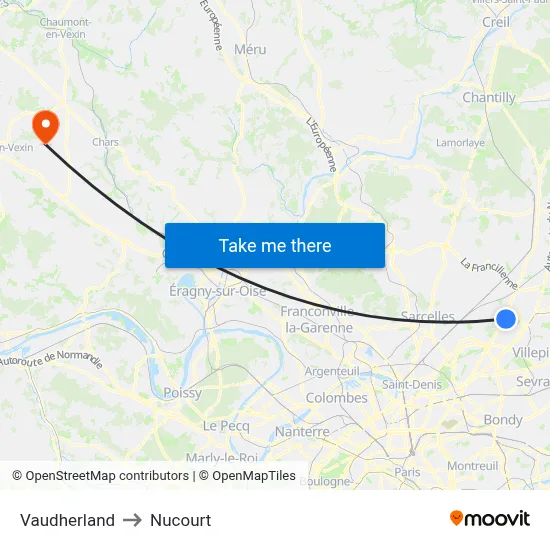 Vaudherland to Nucourt map