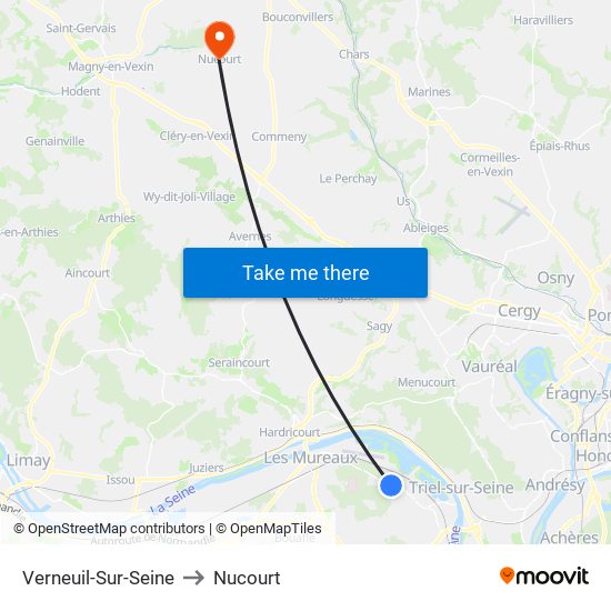 Verneuil-Sur-Seine to Nucourt map