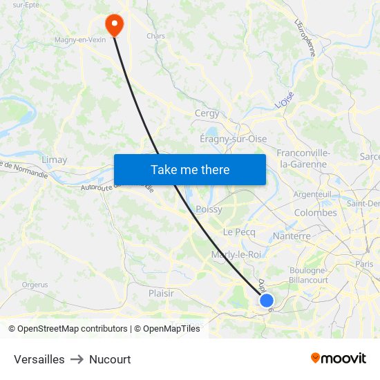 Versailles to Nucourt map