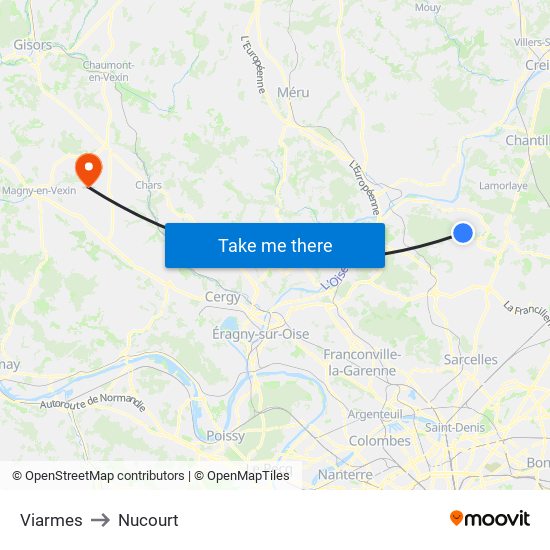 Viarmes to Nucourt map