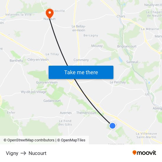 Vigny to Nucourt map