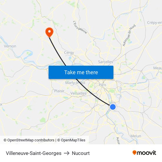 Villeneuve-Saint-Georges to Nucourt map