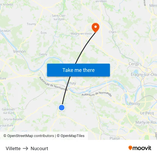 Villette to Nucourt map