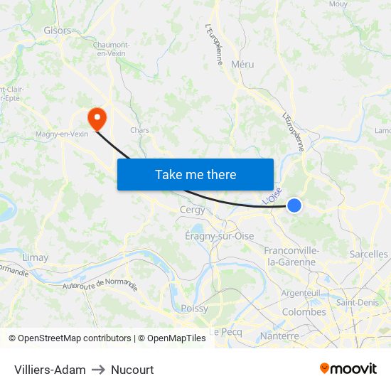 Villiers-Adam to Nucourt map