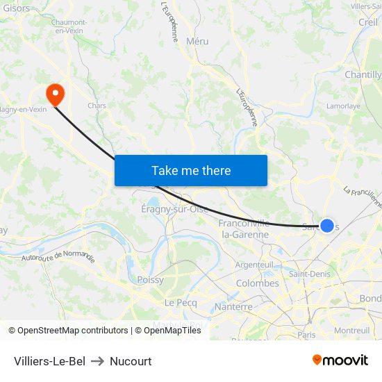 Villiers-Le-Bel to Nucourt map