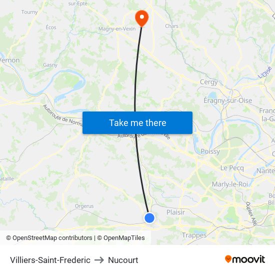 Villiers-Saint-Frederic to Nucourt map