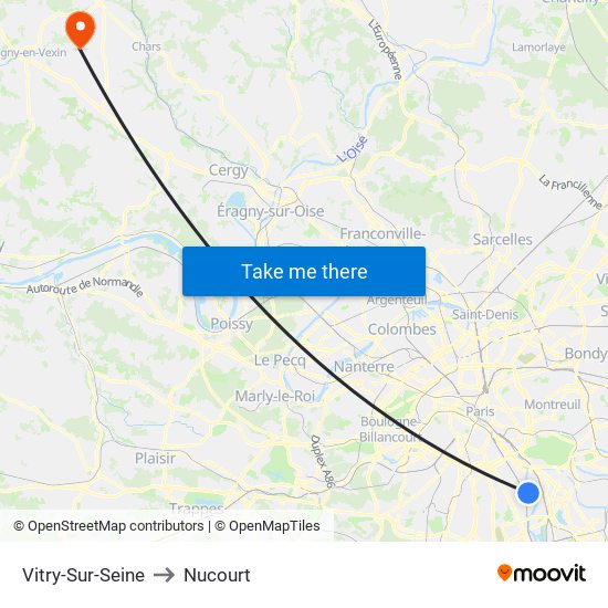Vitry-Sur-Seine to Nucourt map