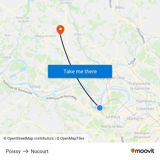 Poissy to Nucourt map