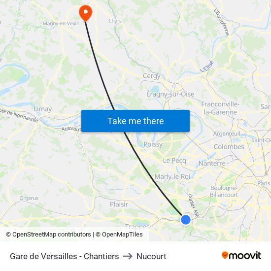 Gare de Versailles - Chantiers to Nucourt map