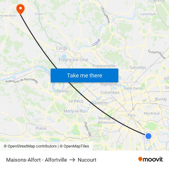 Maisons-Alfort - Alfortville to Nucourt map
